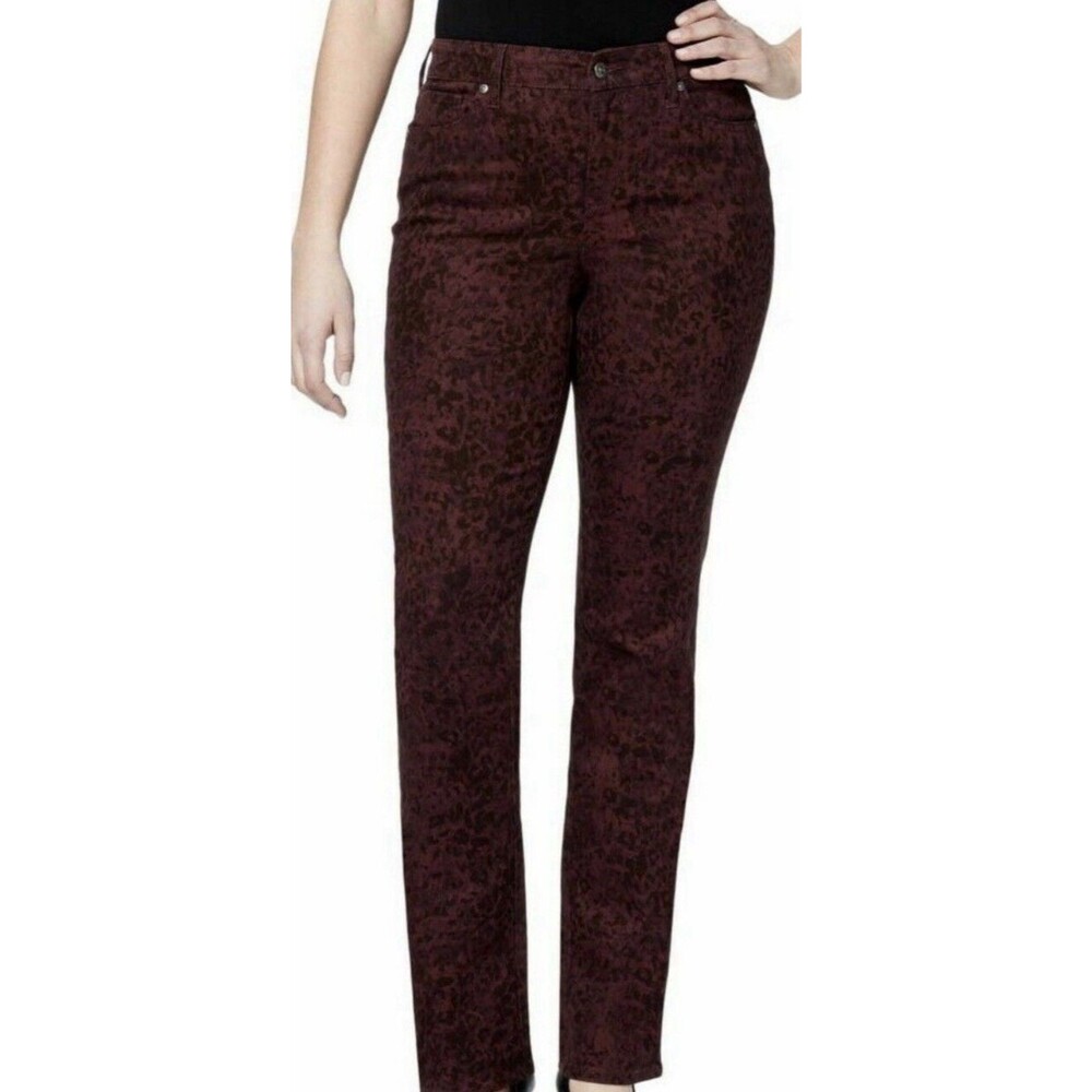 Gloria Vanderbilt Rail Straight Leopard Print Stretch Boot Cut / Missy Size 16